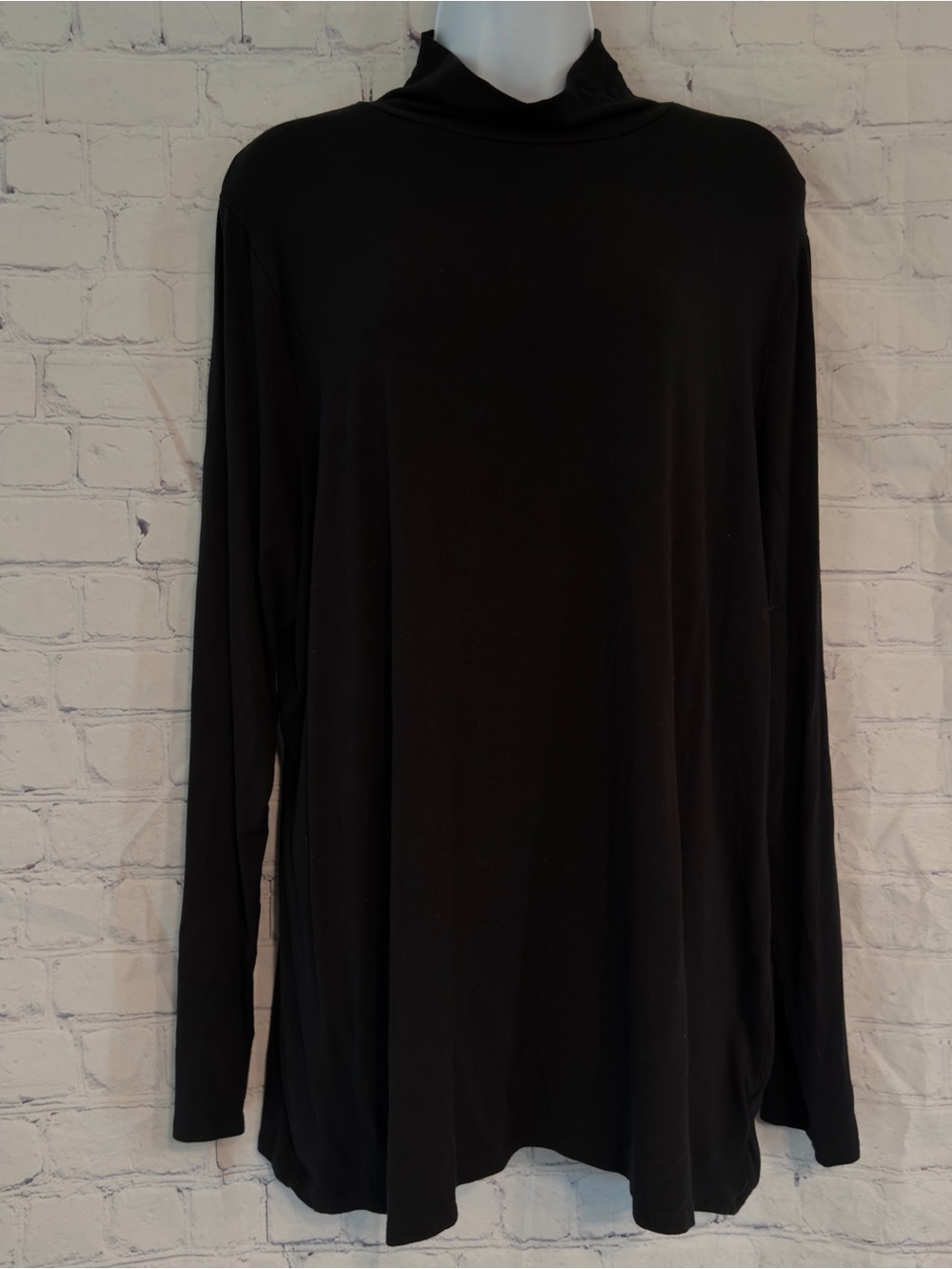 Ava & Viv Black Long Sleeve Mock Neck Top 1X